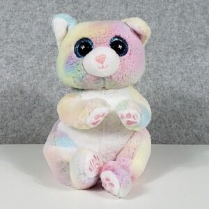 Ty Jenni Cat Beanie Boos 6" Pastel Tie Dye Rainbow Plush Glitter Eyes Kitten